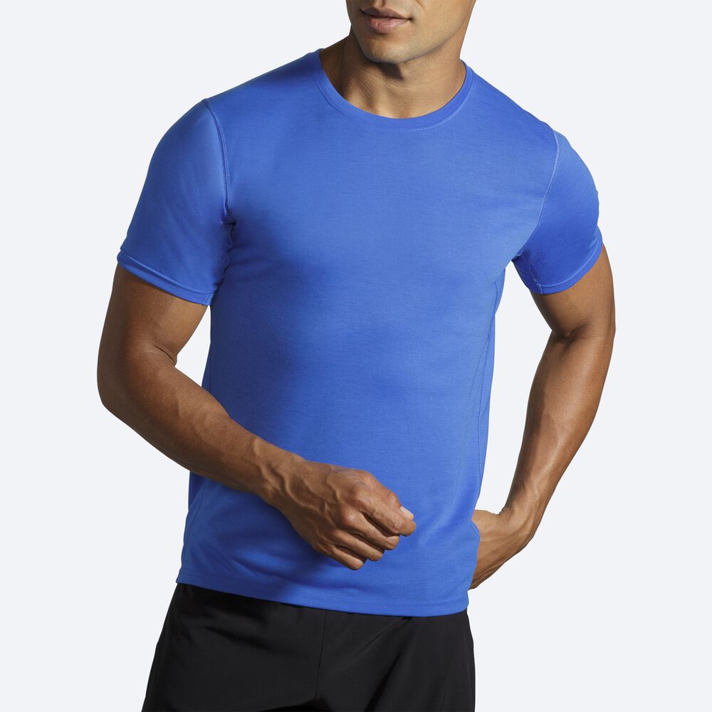 Camiseta Brooks Distance Short Sleeve Hombre Azules | CR07812