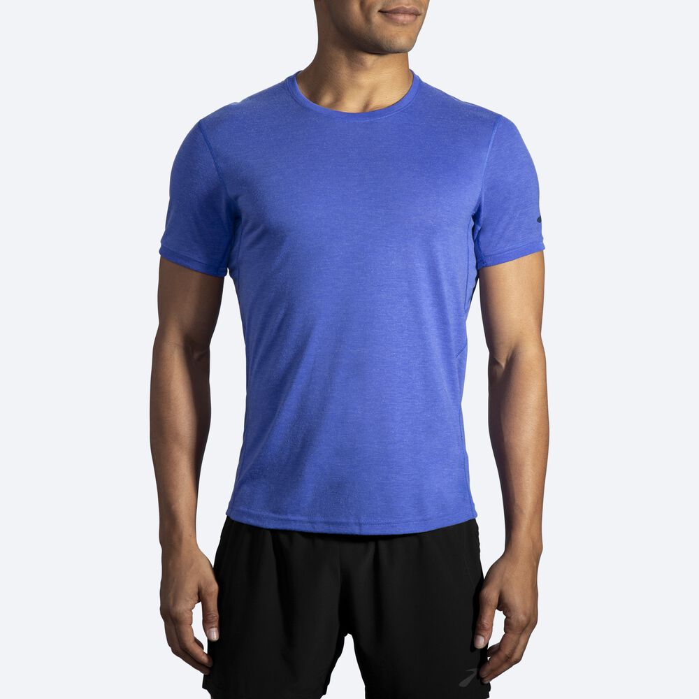 Camiseta Brooks Distance Short Sleeve Hombre Azules | CR50924