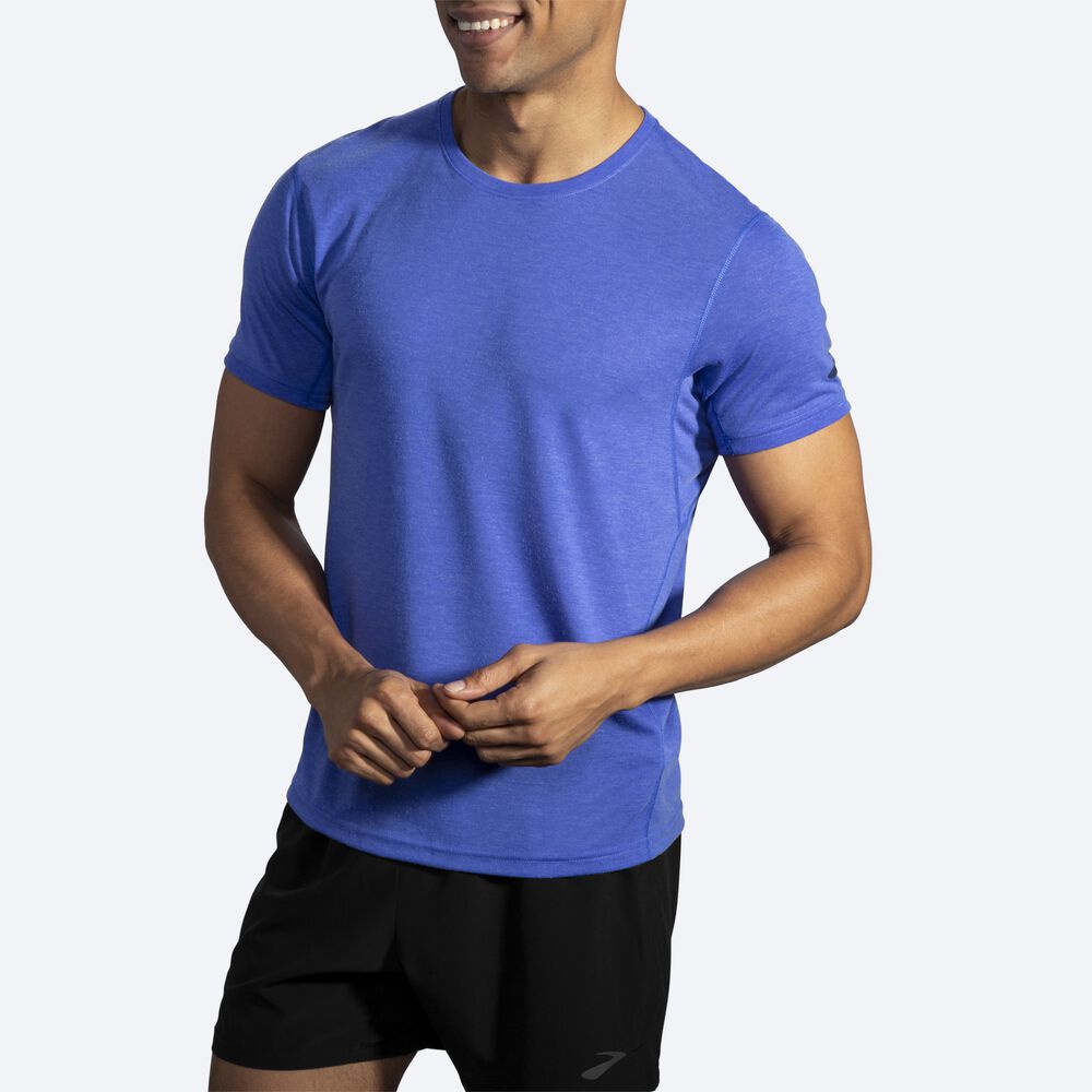 Camiseta Brooks Distance Short Sleeve Hombre Azules | CR50924