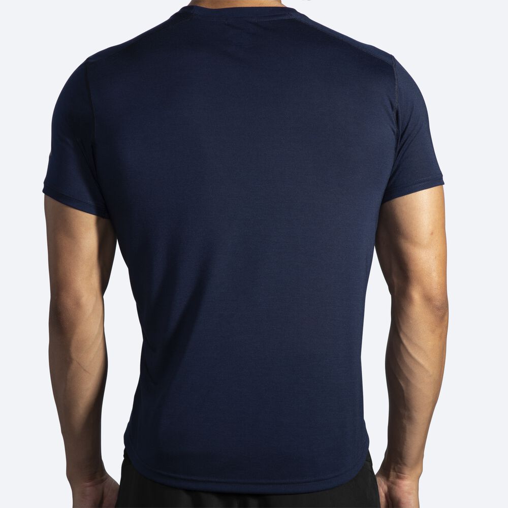 Camiseta Brooks Distance Short Sleeve Hombre Azul Marino | CR64739