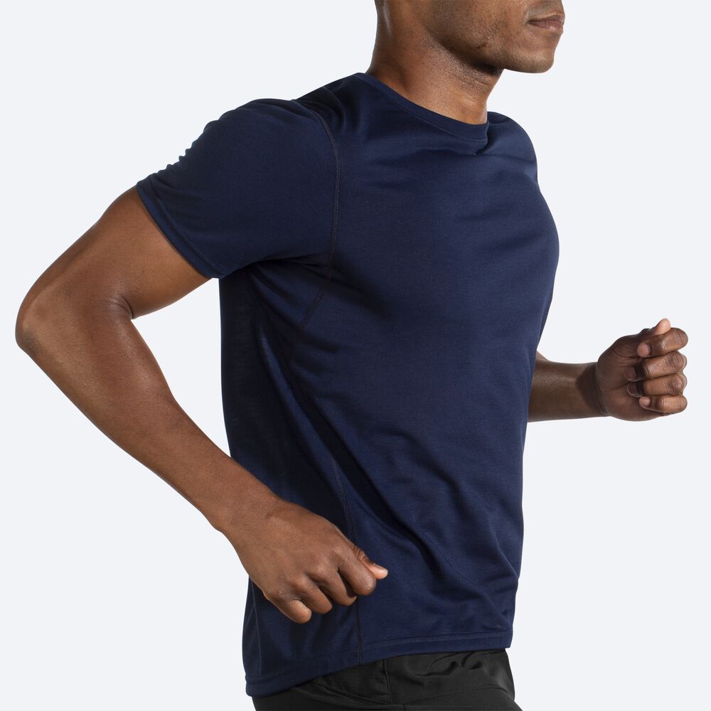 Camiseta Brooks Distance Short Sleeve Hombre Azul Marino | CR64739