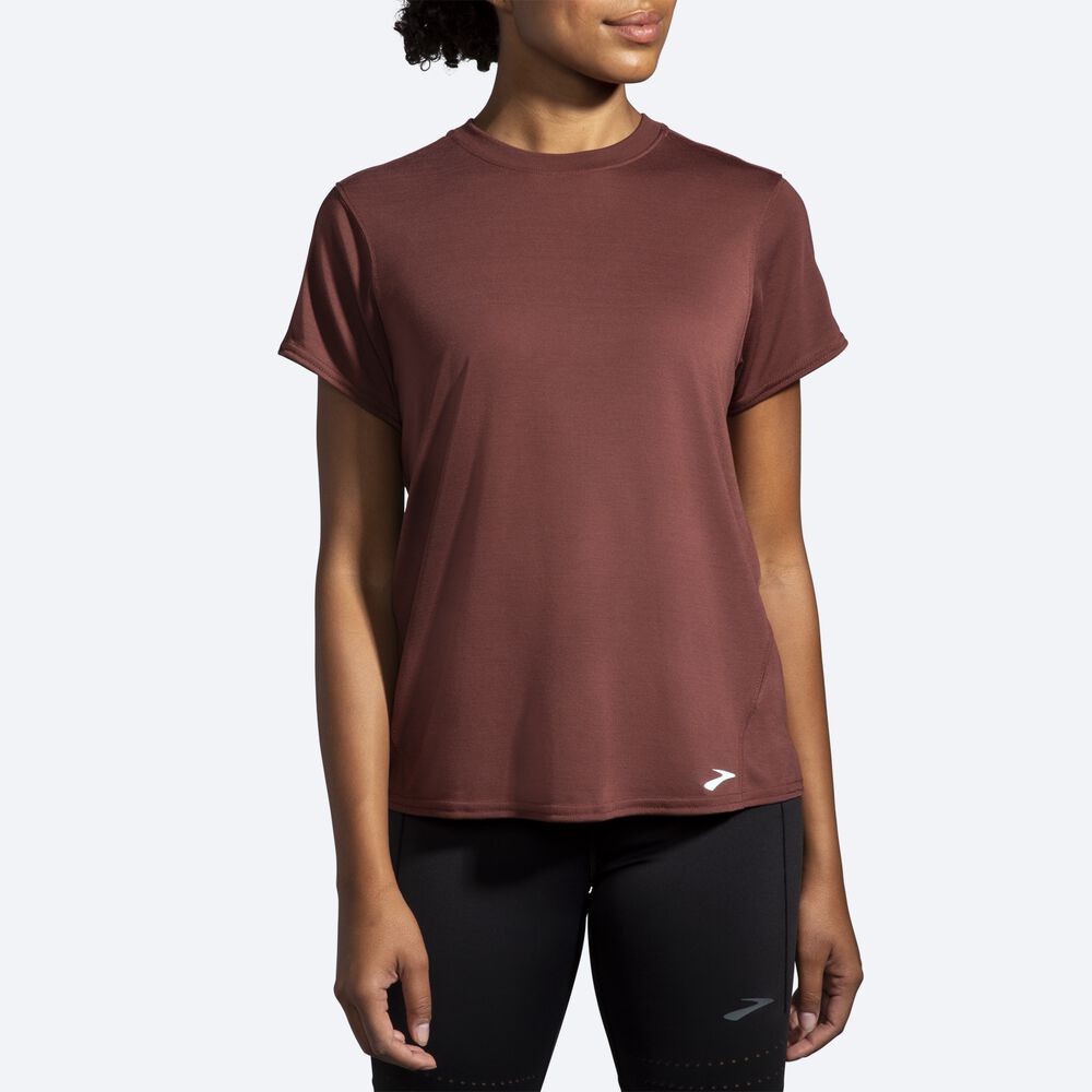 Camiseta Brooks Distance Short Sleeve Mujer Chocolate | CR01389