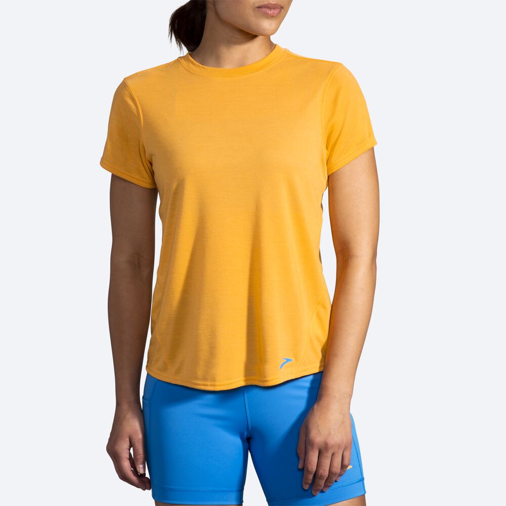 Camiseta Brooks Distance Short Sleeve Mujer Amarillo | CR01452