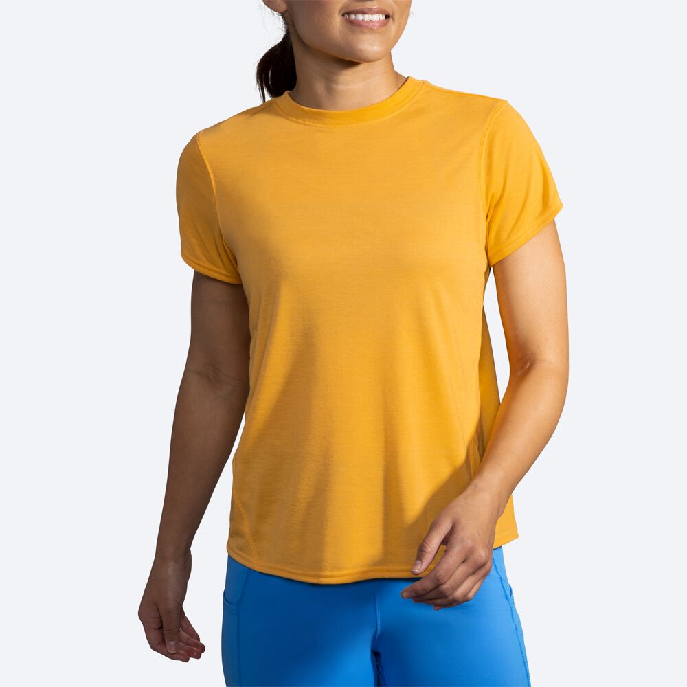 Camiseta Brooks Distance Short Sleeve Mujer Amarillo | CR01452