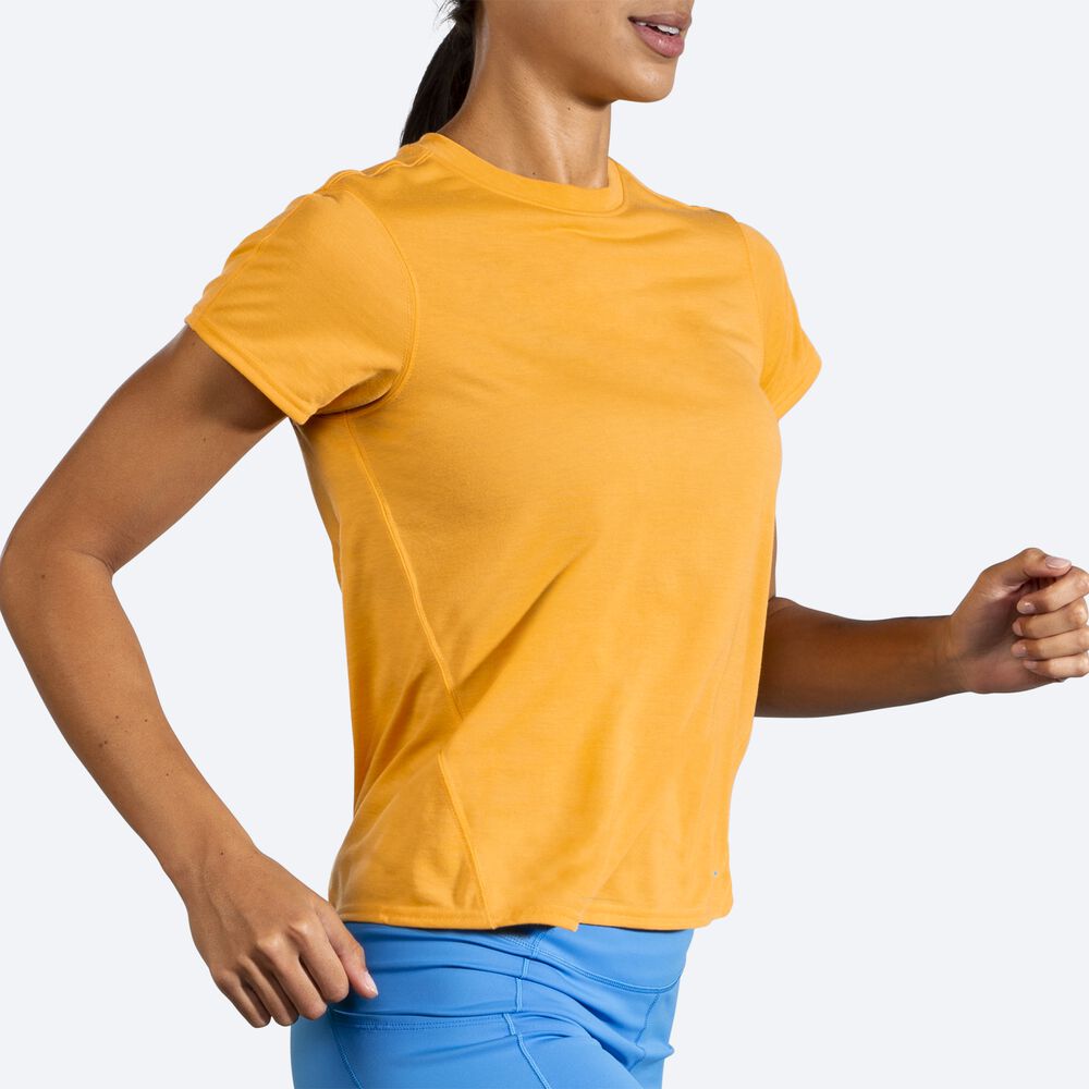 Camiseta Brooks Distance Short Sleeve Mujer Amarillo | CR01452