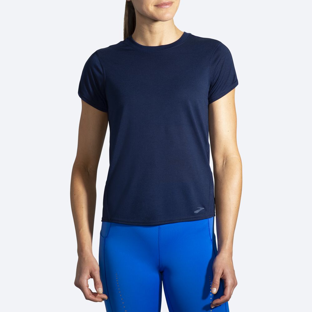 Camiseta Brooks Distance Short Sleeve Mujer Azul Marino | CR16943