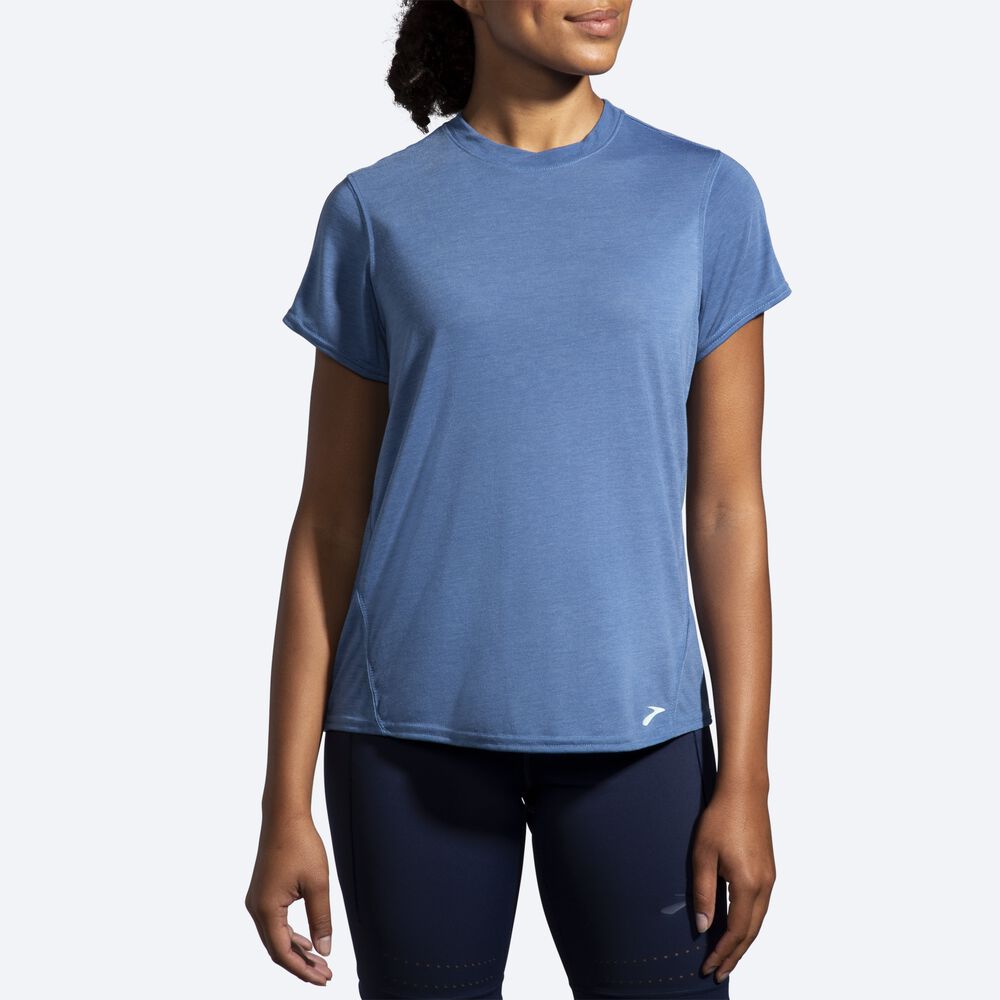 Camiseta Brooks Distance Short Sleeve Mujer Azules Gris | CR51347