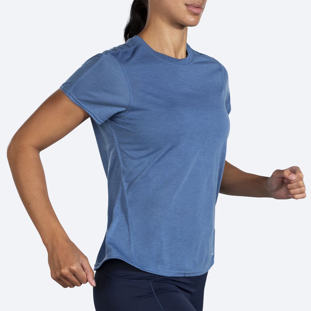 Camiseta Brooks Distance Short Sleeve Mujer Azules Gris | CR51347