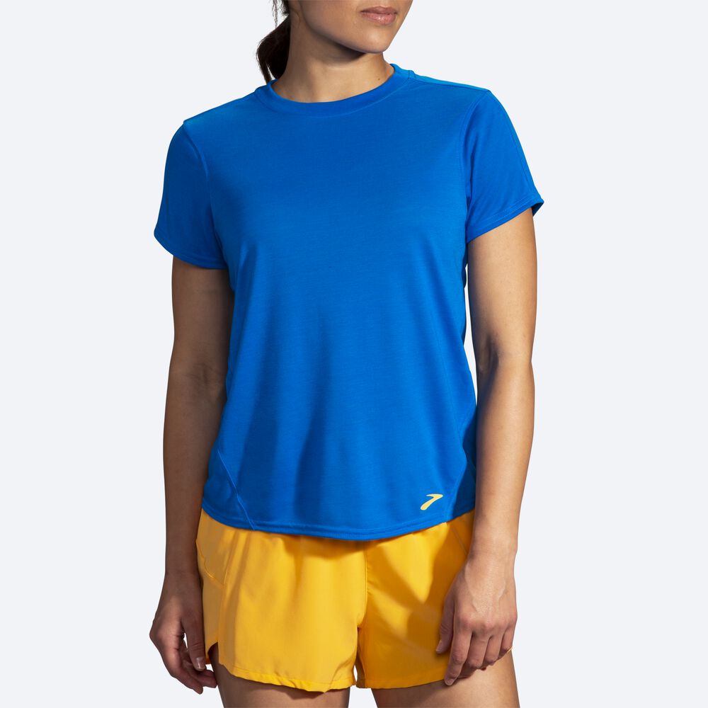 Camiseta Brooks Distance Short Sleeve Mujer Azules | CR65423