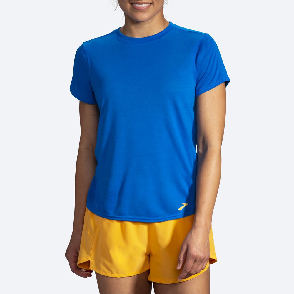 Camiseta Brooks Distance Short Sleeve Mujer Azules | CR65423