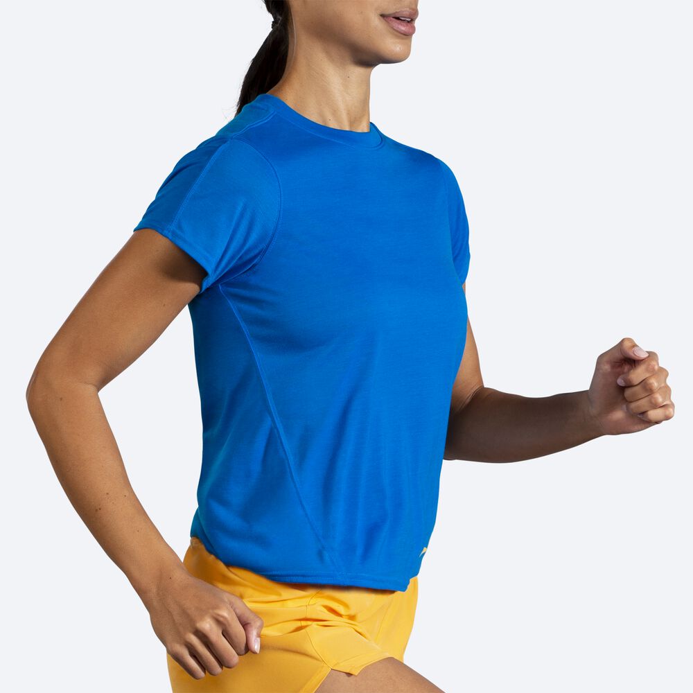 Camiseta Brooks Distance Short Sleeve Mujer Azules | CR65423