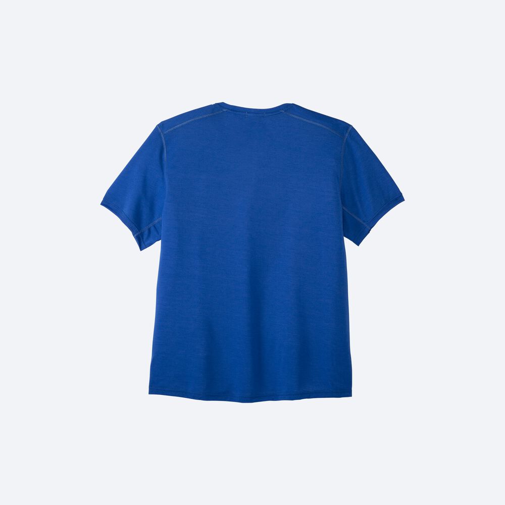 Camiseta Brooks Empower Her Distance Estampadas Short Sleeve Hombre Azules | CR15608