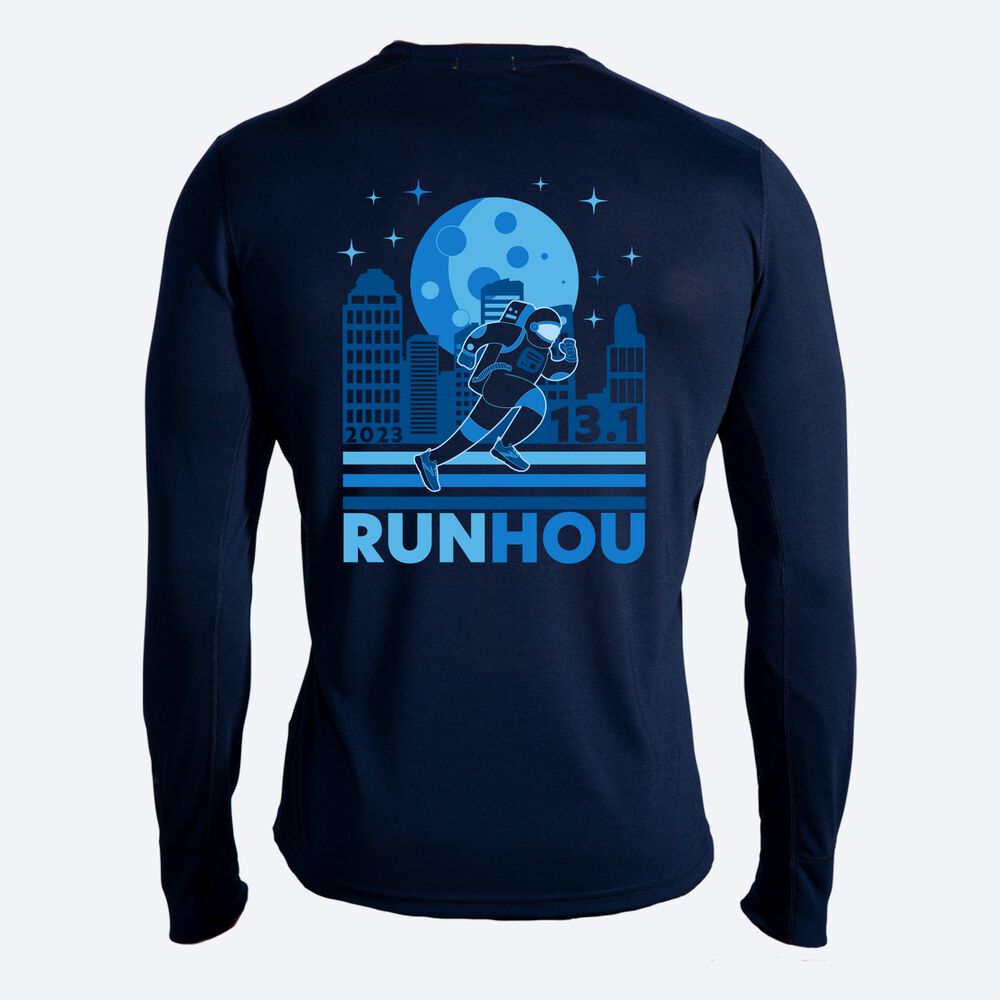 Camiseta Brooks Houston23 Distance Long Sleeve 2.0 Hombre Azul Marino | CR76842