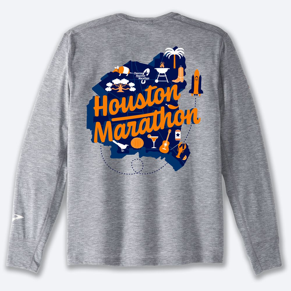 Camiseta Brooks Houston23 Distance Long Sleeve 2.0 Hombre Gris | CR78069