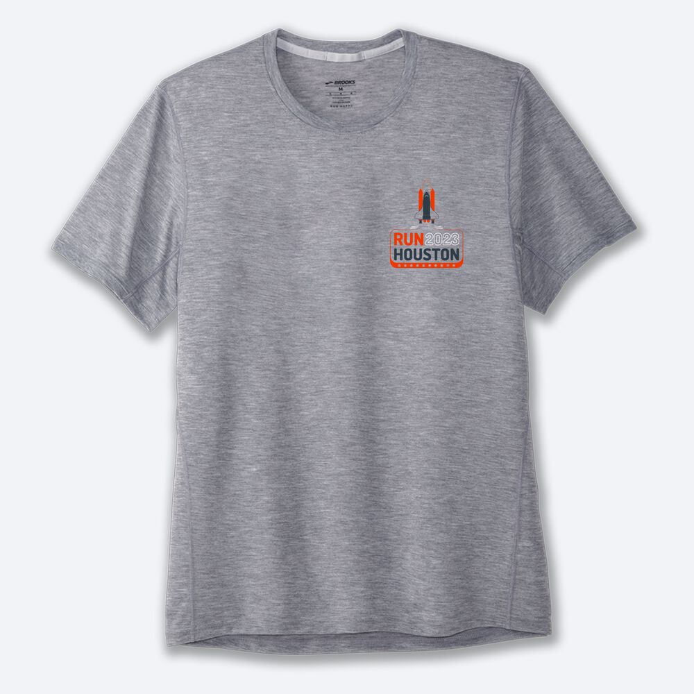 Camiseta Brooks Houston23 Distance Short Sleeve 2.0 Hombre Gris | CR38159