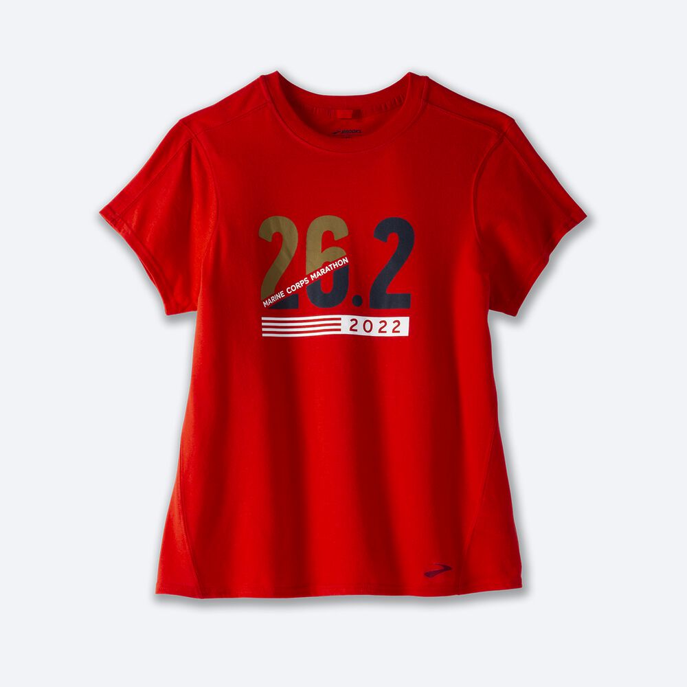 Camiseta Brooks MCM22 Distance Estampadas Short Sleeve Mujer Rojas | CR72095