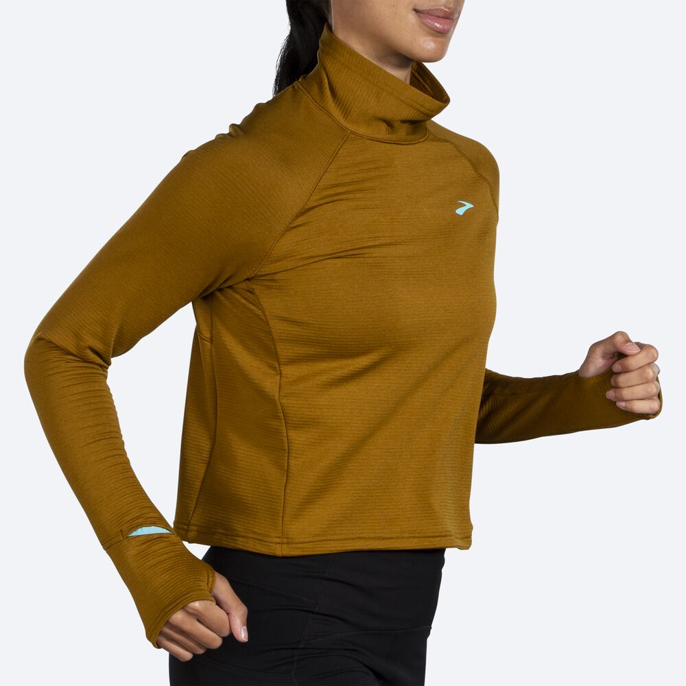 Camiseta Brooks Notch Thermal Long Sleeve 2.0 Mujer Verde Oliva | CR32571