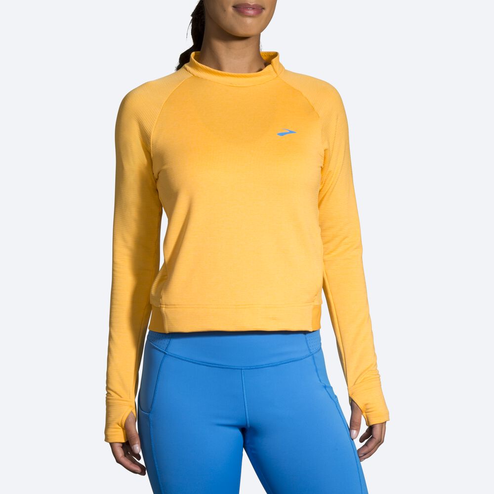 Camiseta Brooks Notch Thermal Long Sleeve Mujer Amarillo | CR50837