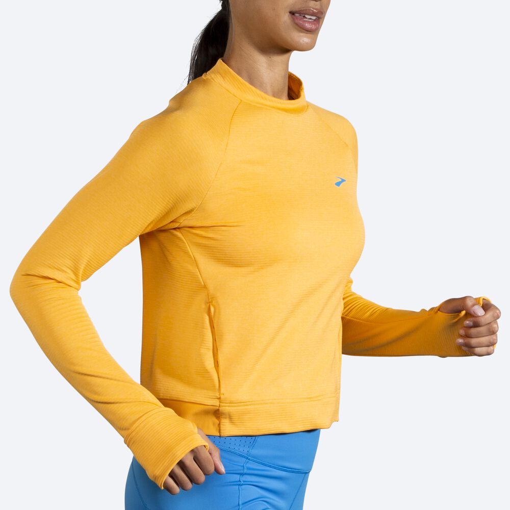 Camiseta Brooks Notch Thermal Long Sleeve Mujer Amarillo | CR50837