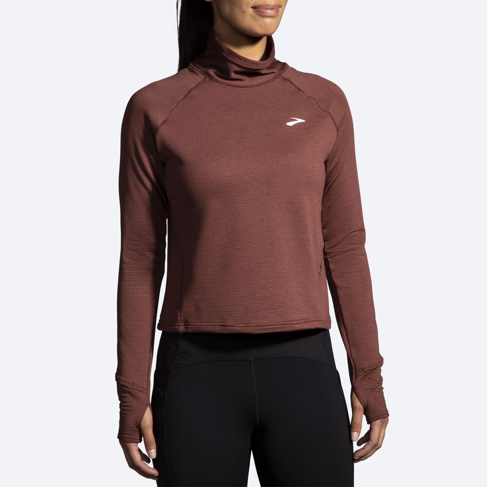 Camiseta Brooks Notch Thermal Long Sleeve 2.0 Mujer Chocolate | CR58067