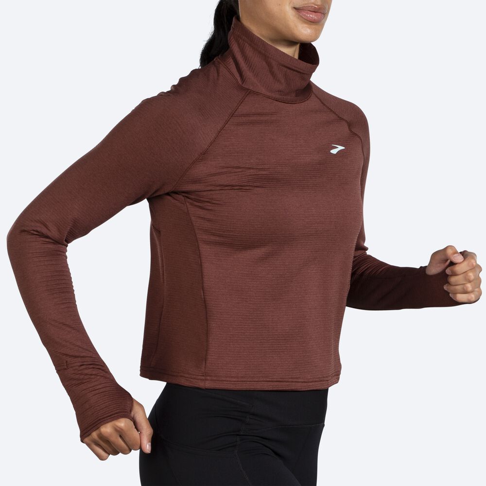 Camiseta Brooks Notch Thermal Long Sleeve 2.0 Mujer Chocolate | CR58067