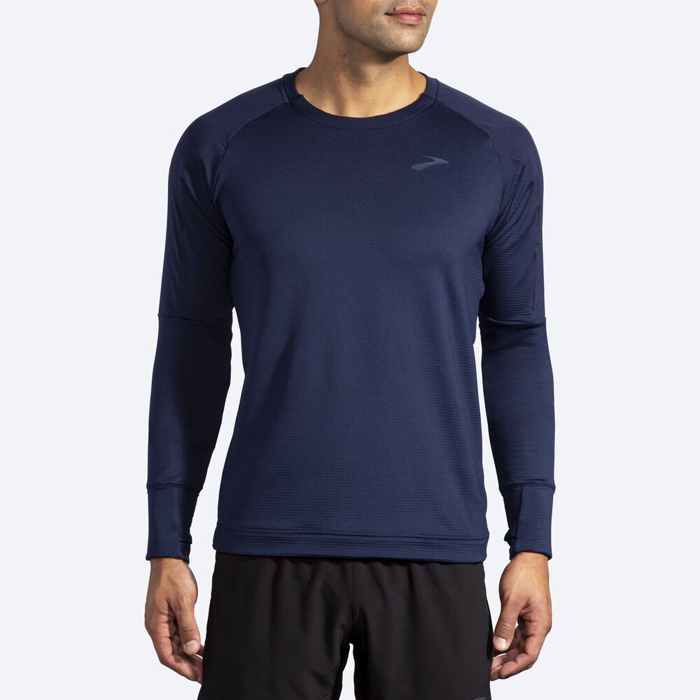 Camiseta Brooks Notch Thermal Long Sleeve Hombre Azul Marino | CR92685