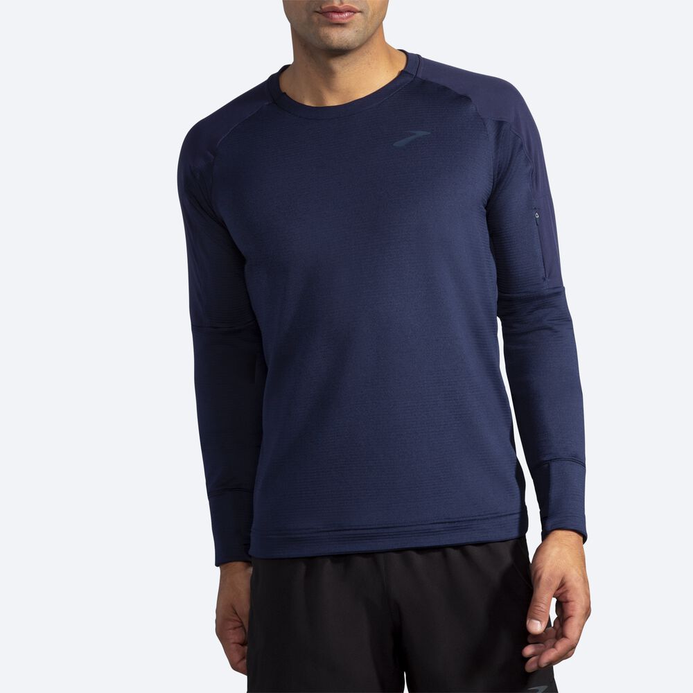 Camiseta Brooks Notch Thermal Long Sleeve Hombre Azul Marino | CR92685