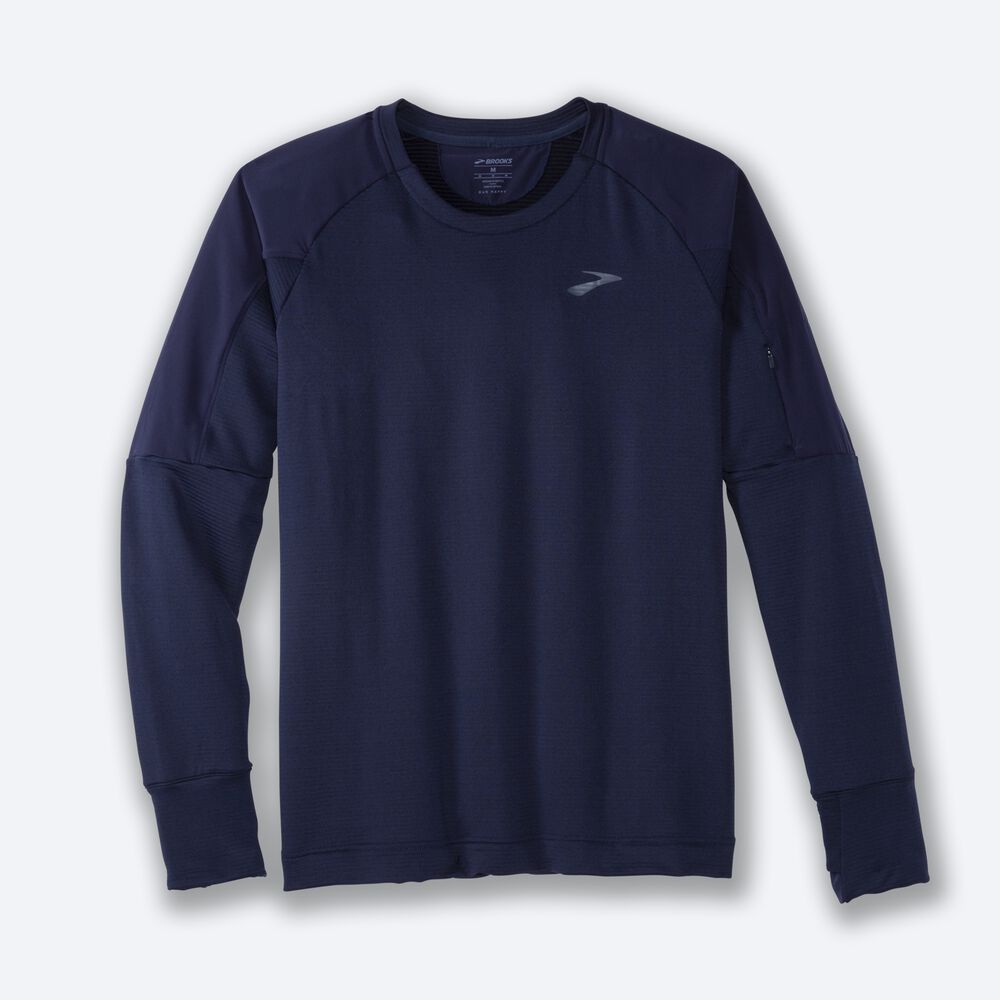 Camiseta Brooks Notch Thermal Long Sleeve Hombre Azul Marino | CR92685