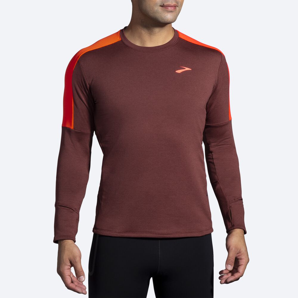 Camiseta Brooks Notch Thermal Long Sleeve 2.0 Hombre Chocolate | CR98102