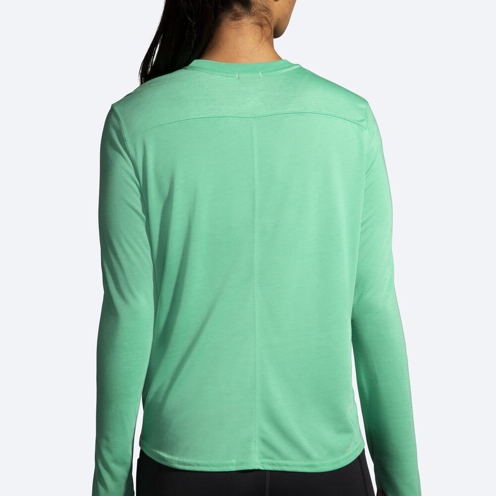 Camiseta Brooks Run Merry Distance Estampadas Long Sleeve Mujer Verde | CR69405