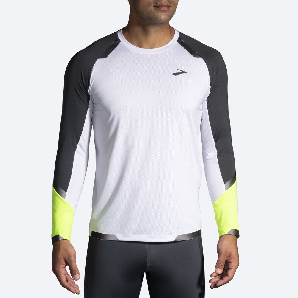 Camiseta Brooks Run Visible Long Sleeve Hombre Blancas | CR73945