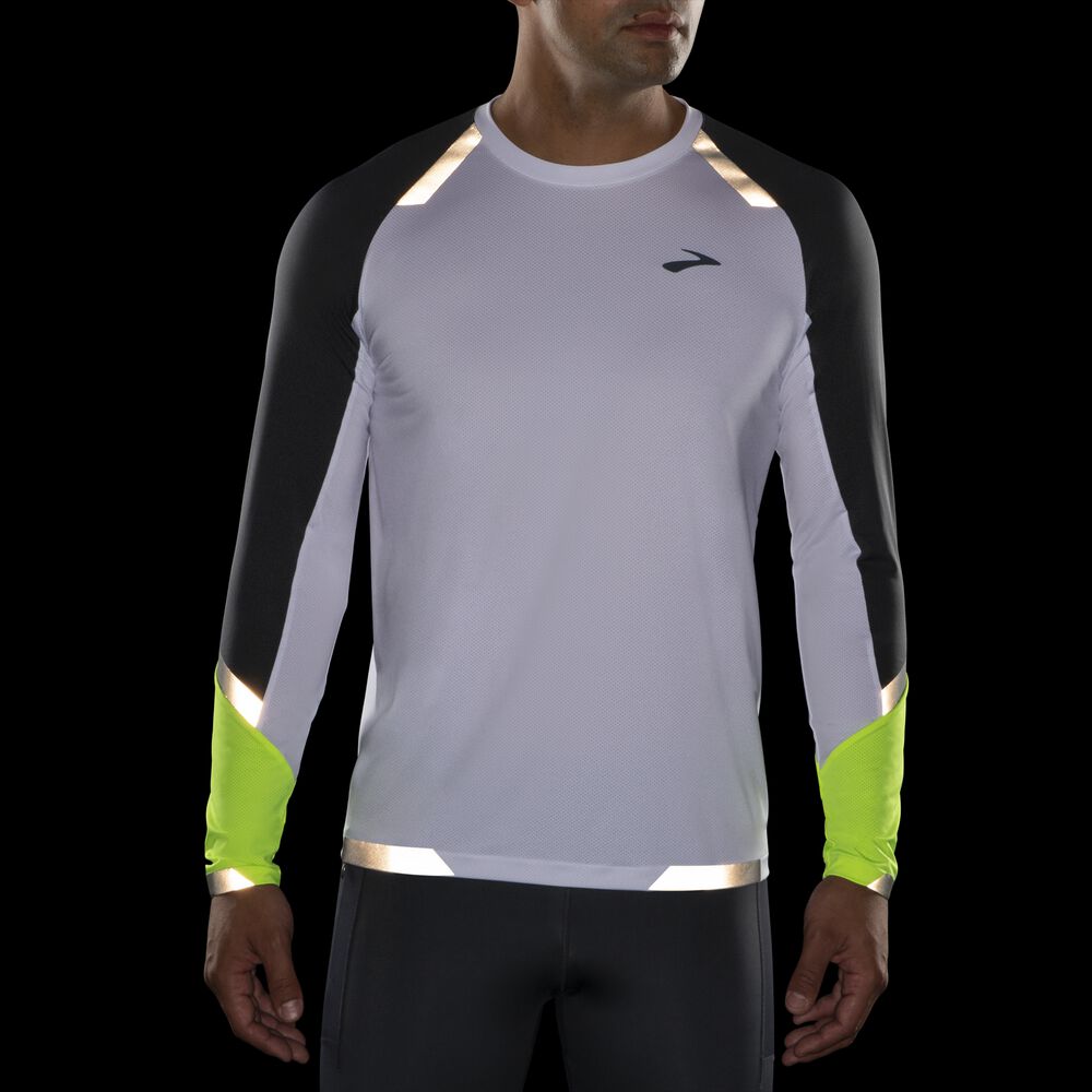 Camiseta Brooks Run Visible Long Sleeve Hombre Blancas | CR73945