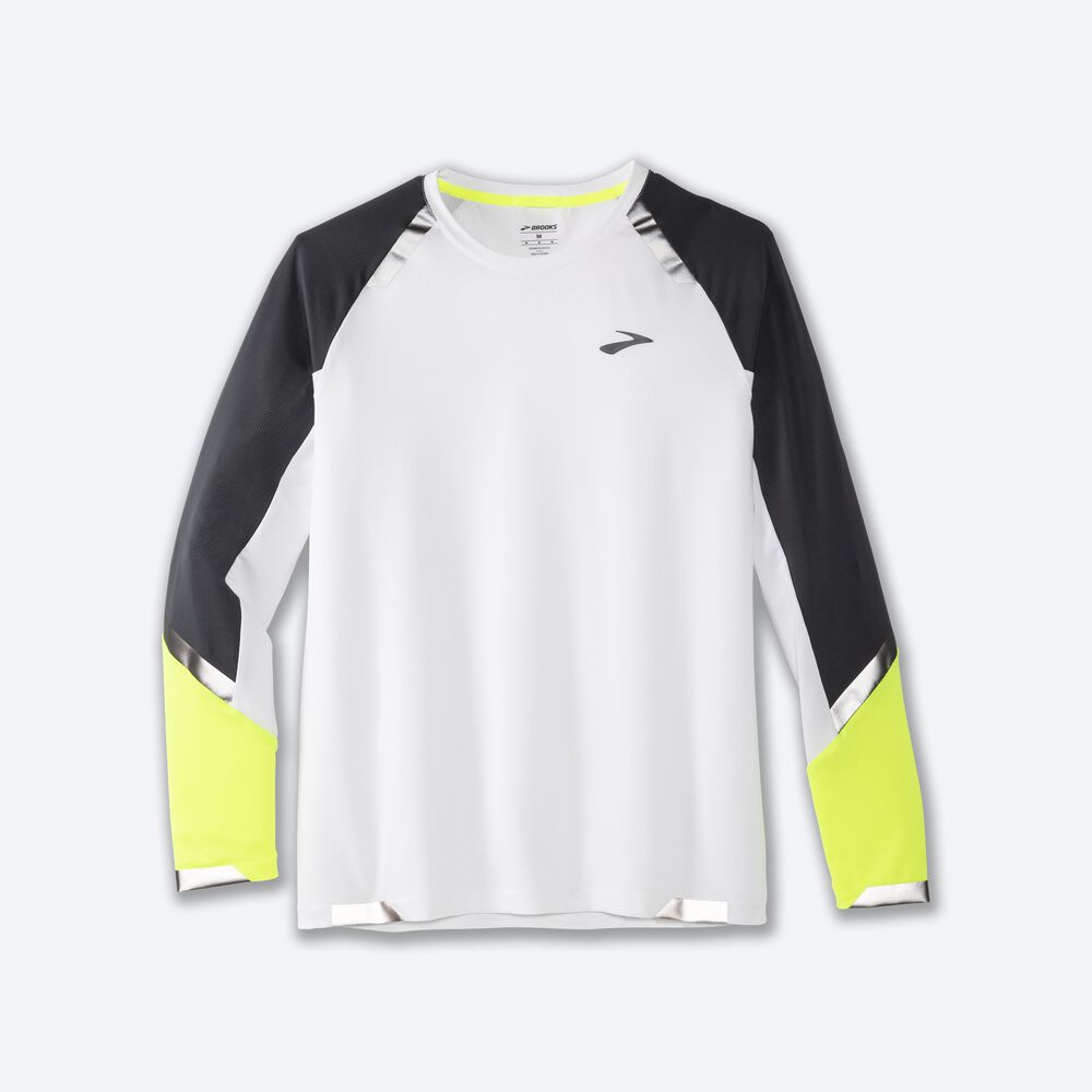 Camiseta Brooks Run Visible Long Sleeve Hombre Blancas | CR73945