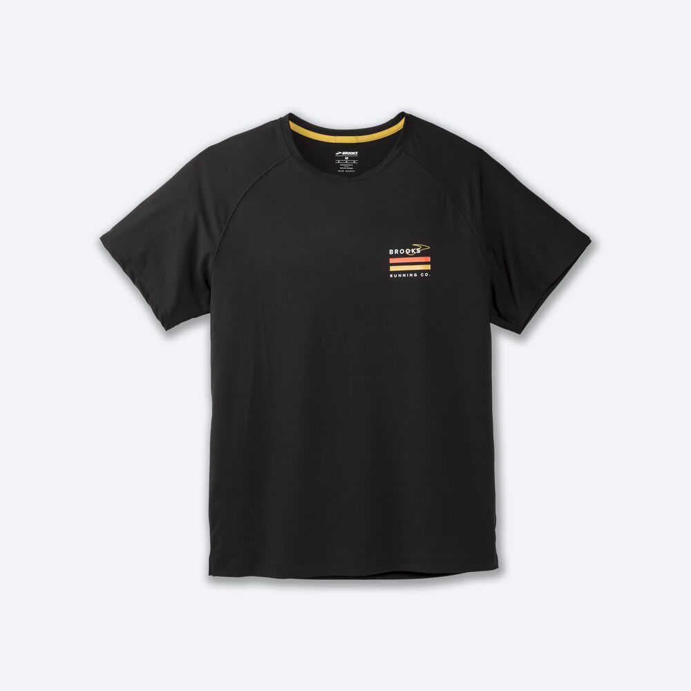 Camiseta Brooks Run Within Short Sleeve Hombre Negras/Rayadas | CR79650