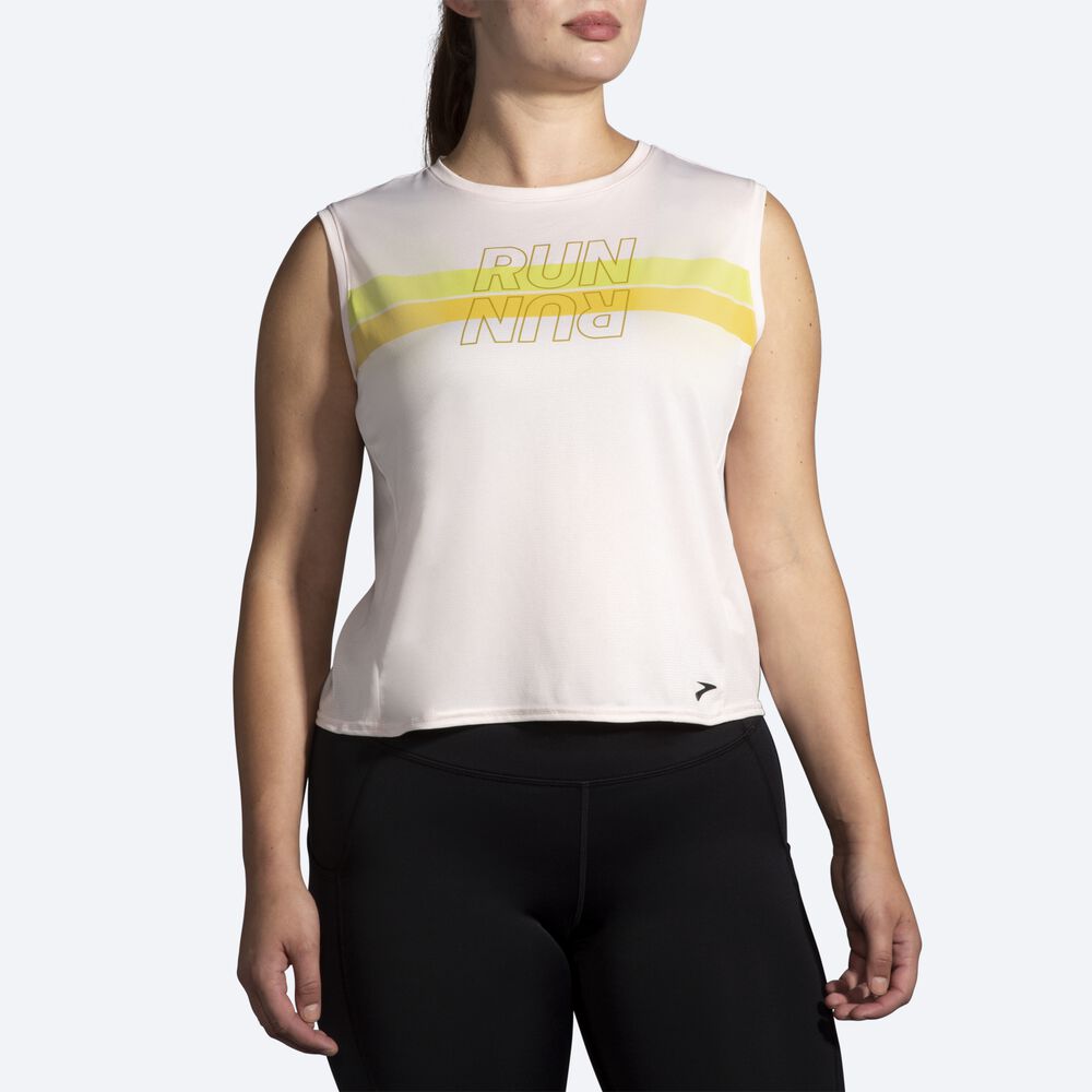 Camiseta Brooks Run Within Sleeveless Mujer Rosas Rayadas | CR95628