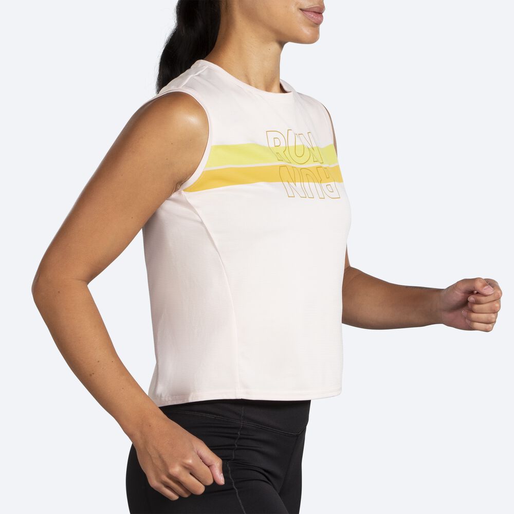 Camiseta Brooks Run Within Sleeveless Mujer Rosas Rayadas | CR95628