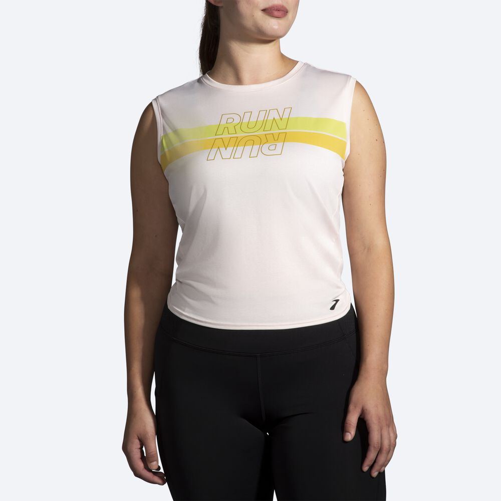 Camiseta Brooks Run Within Sleeveless Mujer Rosas Rayadas | CR95628