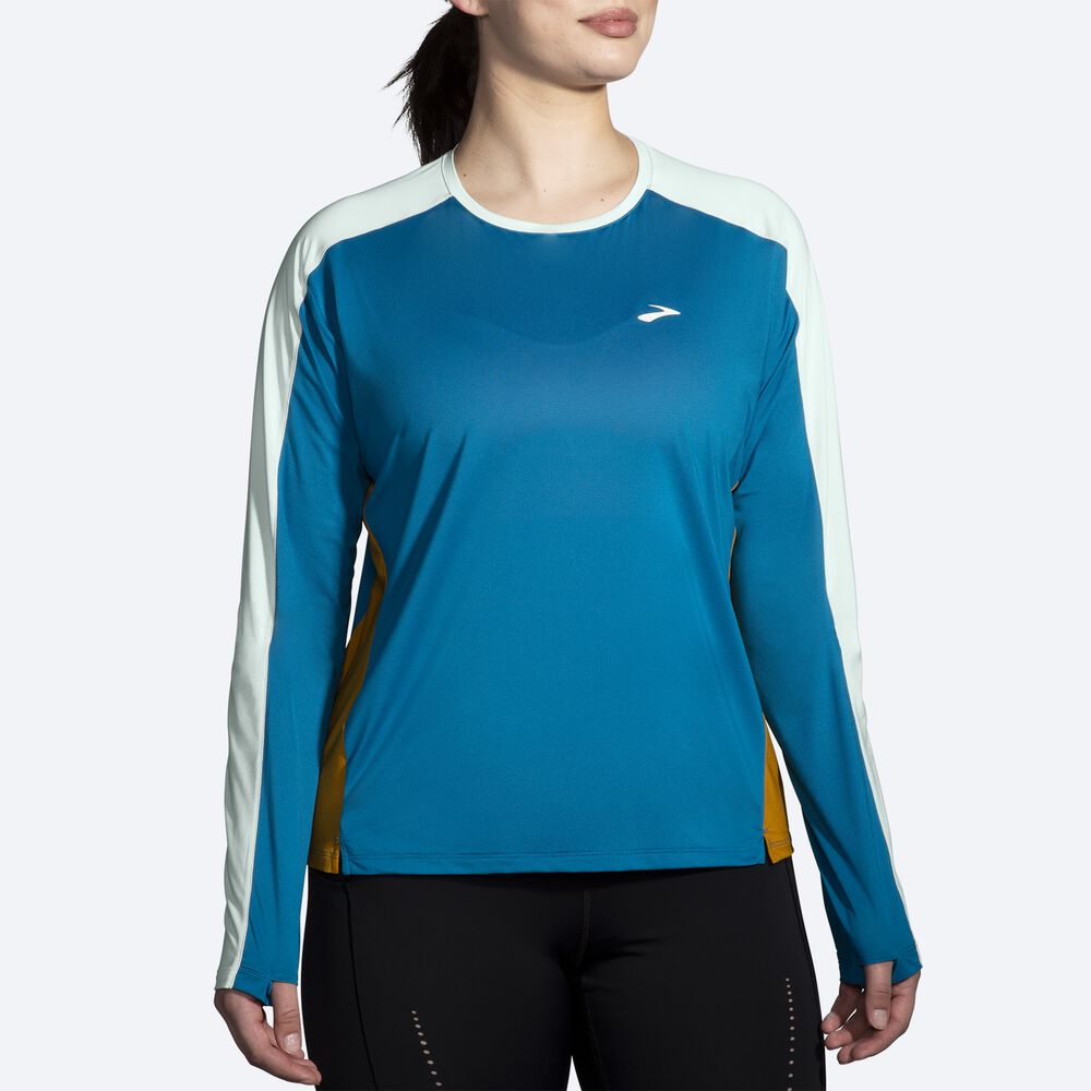 Camiseta Brooks Sprint Free Long Sleeve 2.0 Mujer Azules | CR09382