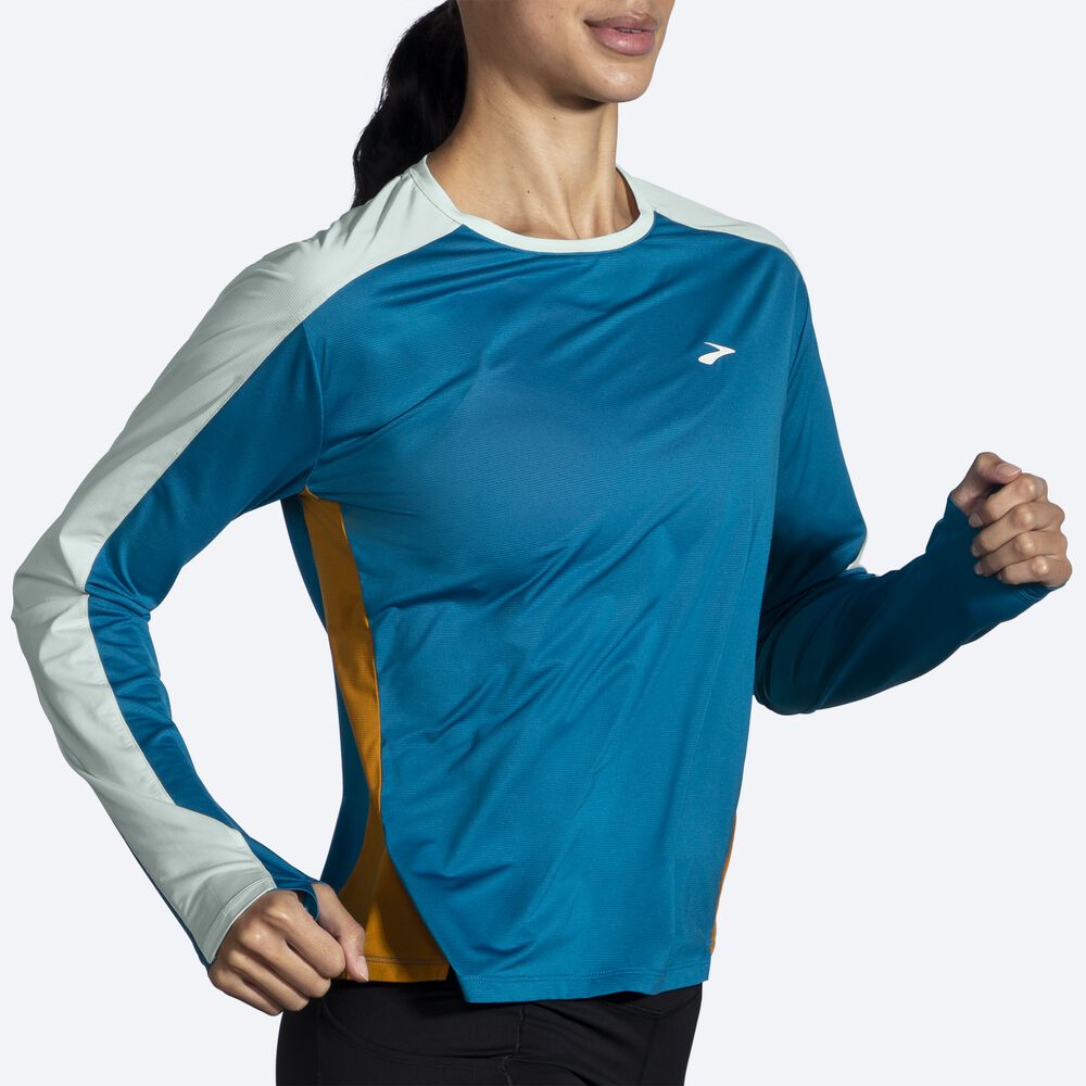 Camiseta Brooks Sprint Free Long Sleeve 2.0 Mujer Azules | CR09382