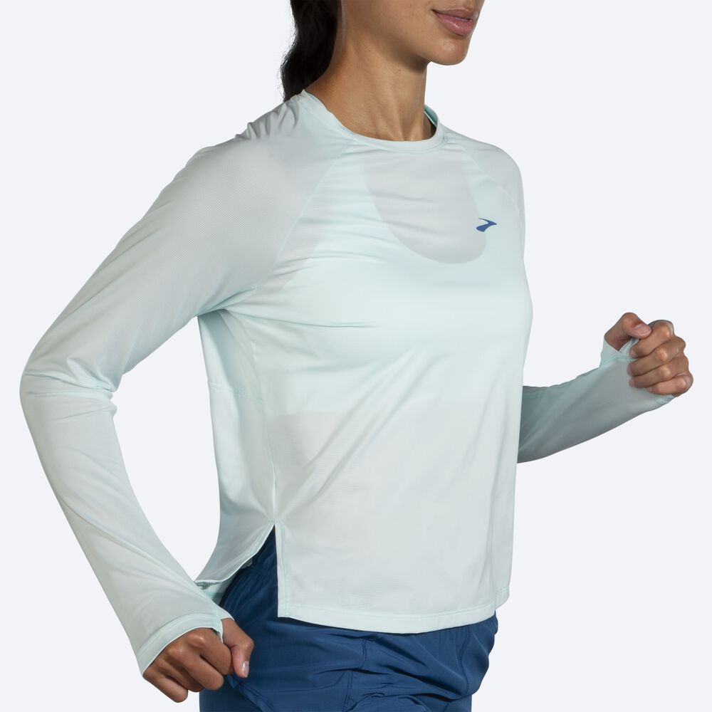 Camiseta Brooks Sprint Free Long Sleeve Mujer Azules | CR39184