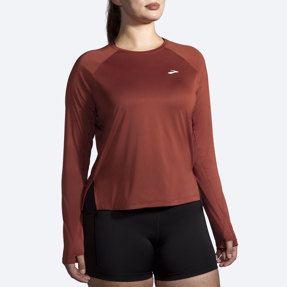 Camiseta Brooks Sprint Free Long Sleeve Mujer Cobra | CR53490