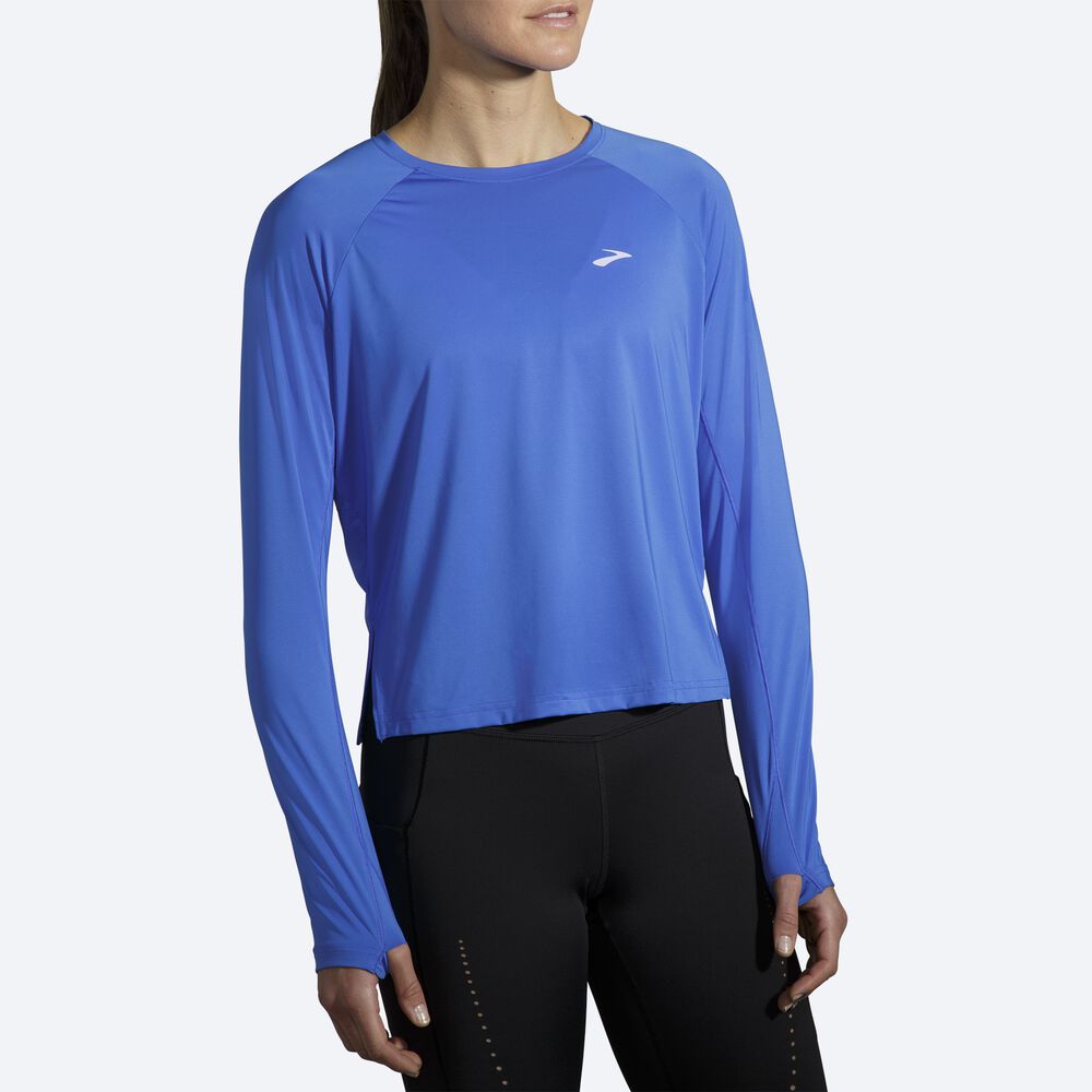 Camiseta Brooks Sprint Free Long Sleeve Mujer Azules | CR64723