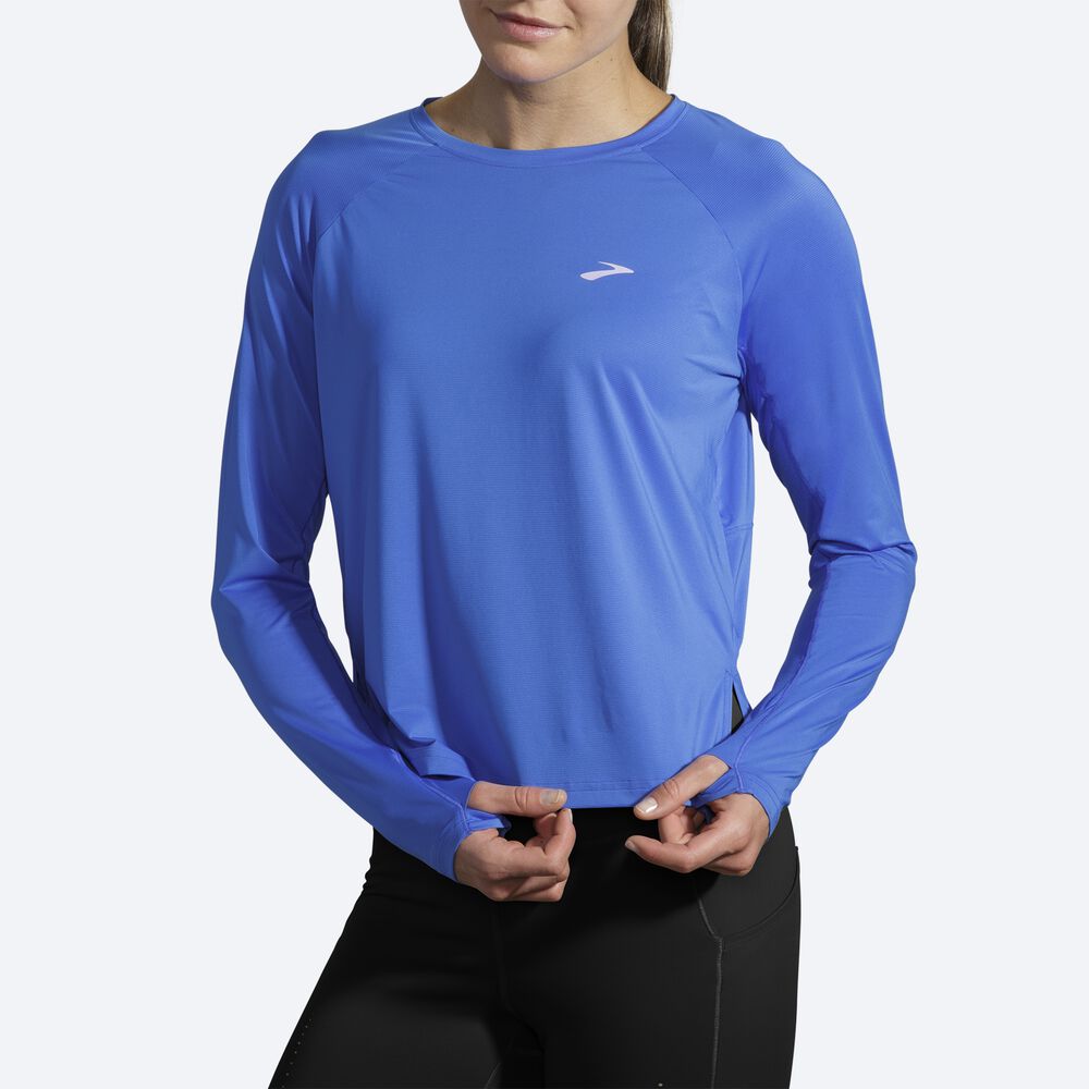 Camiseta Brooks Sprint Free Long Sleeve Mujer Azules | CR64723