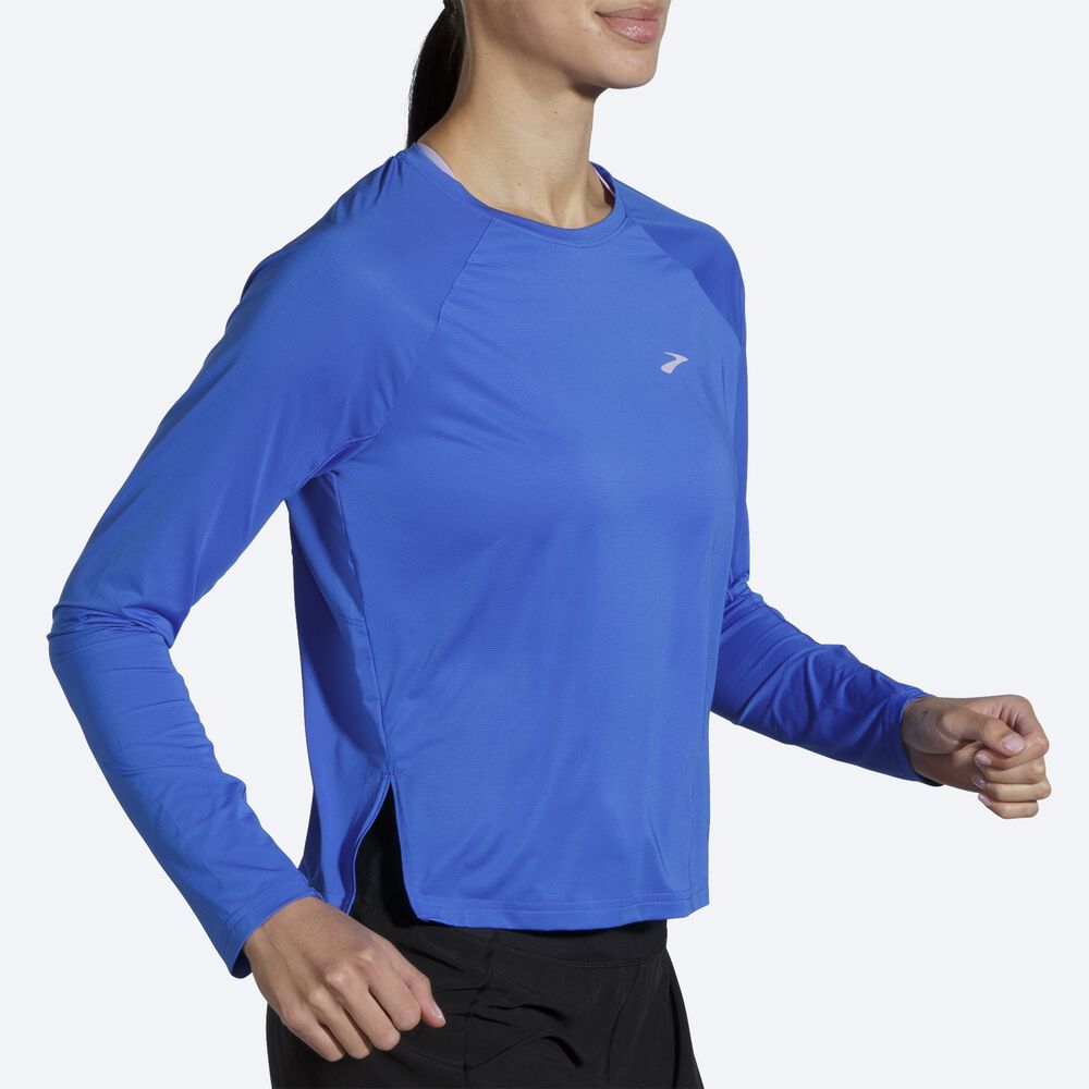 Camiseta Brooks Sprint Free Long Sleeve Mujer Azules | CR64723