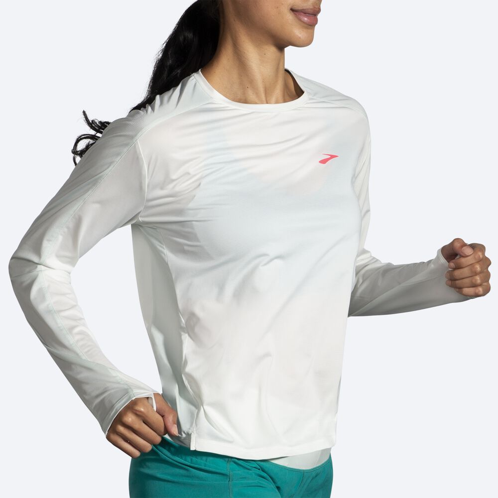 Camiseta Brooks Sprint Free Long Sleeve 2.0 Mujer Verde Menta | CR75038