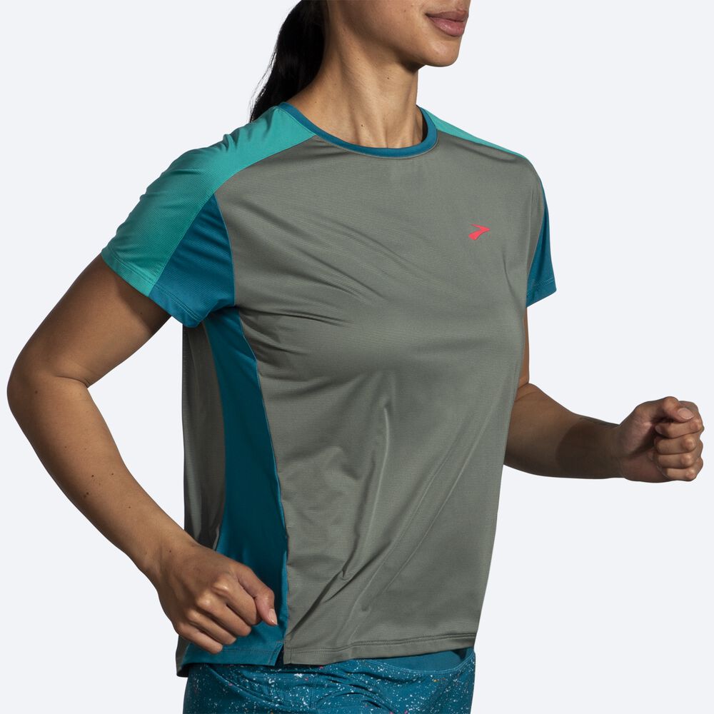 Camiseta Brooks Sprint Free Short Sleeve 2.0 Mujer Verde | CR48235