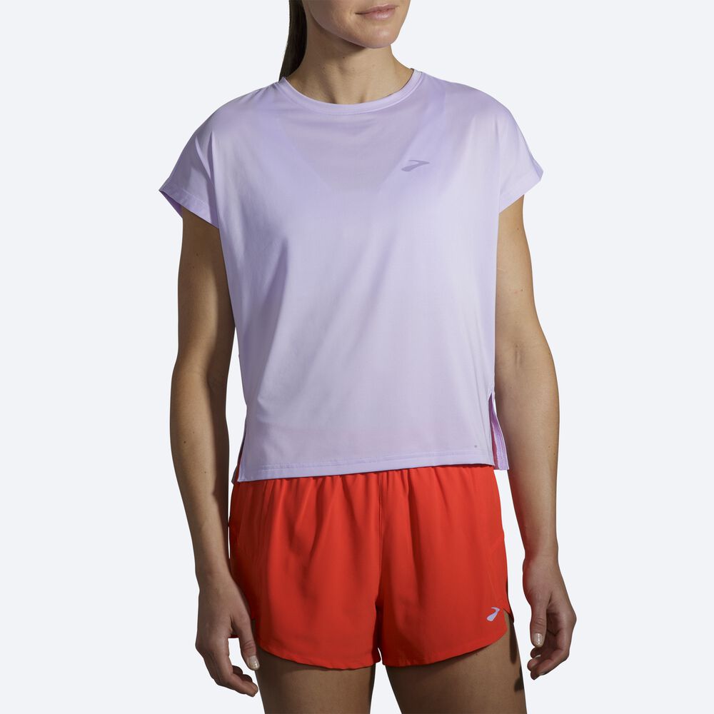 Camiseta Brooks Sprint Free Short Sleeve Mujer Moradas Gris | CR50147