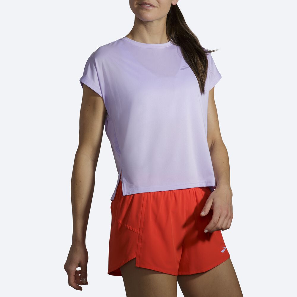 Camiseta Brooks Sprint Free Short Sleeve Mujer Moradas Gris | CR50147