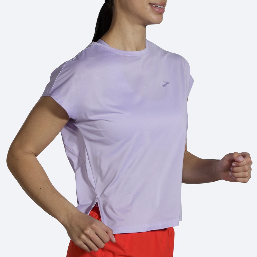 Camiseta Brooks Sprint Free Short Sleeve Mujer Moradas Gris | CR50147