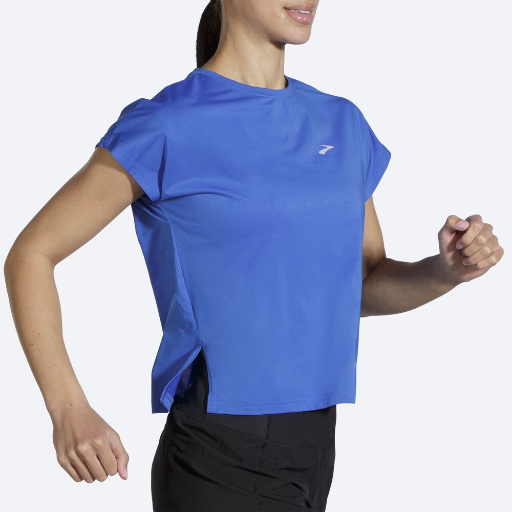 Camiseta Brooks Sprint Free Short Sleeve Mujer Azules | CR85971